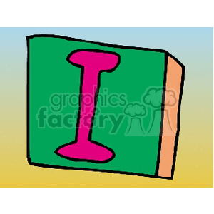 pink letter I on green block clipart.