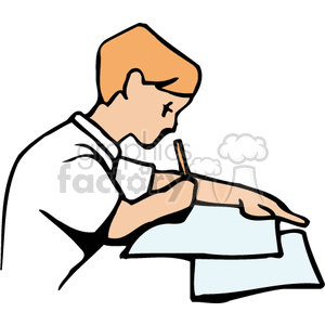 Child doing homework clipart. Royalty-free image # 158629
