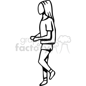 A black and white girl jogging clipart. Royalty-free image # 158631