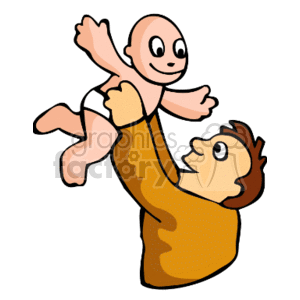 clipart - A Man Throwing a Child up in the Air.