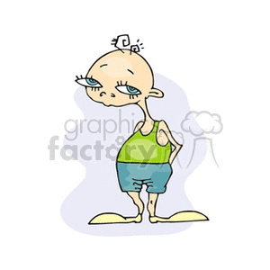 A big eyed boy in a green tank top clipart. Commercial use image # 158731