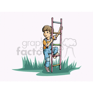 Little boy climbing a ladder clipart. Commercial use image # 158747