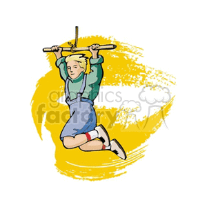 A boy swinging on a bar clipart. Commercial use image # 158751