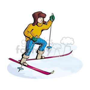 A boy skiing clipart. Commercial use image # 158759