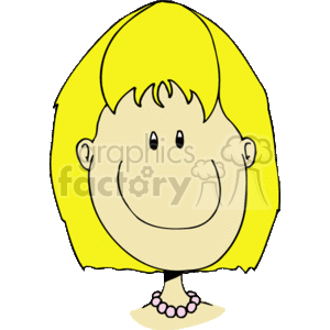 The face of a blonde haired girl smiling clipart. Commercial use image # 158980