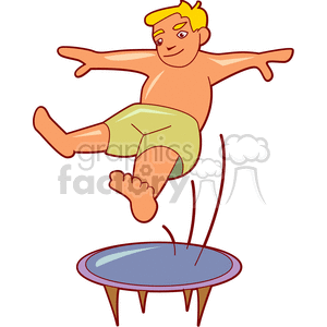 clipart - A little boy jumping on a trampoline.