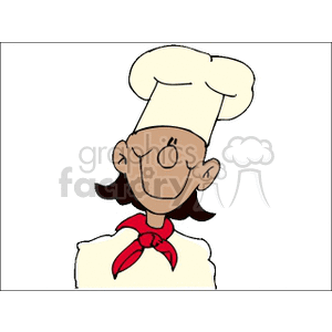Cartoon woman chef smiling with a chefs hat clipart. Royalty-free image # 159664