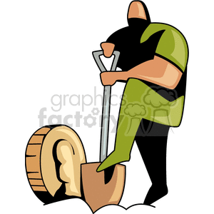  shovel dig digging money coin coins Clip Art People Occupations 