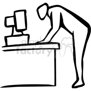   lines watching looking computer computers desk stand standing guy man  PBA0179.gif Clip Art People Occupations 