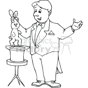 a magician pulling a rabbit out of the hat clipart. Commercial use image # 161008
