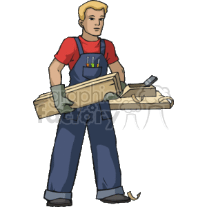 carpenter holding some boards clipart. Royalty-free image # 161068
