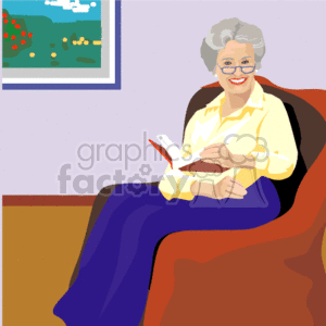   senior citizen reading sitting women lady  seniors_leisure_reading001.gif Clip Art People Seniors 