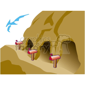 Cave home with mailboxes clipart. Commercial use image # 162567