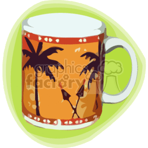 tropical palm tree coffee cup clipart. Royalty-free image # 163006