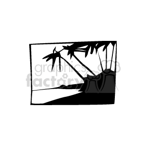 tropical island in black and white clipart. Royalty-free image # 163029