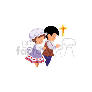 small girl and boy praying clipart. Royalty-free image # 164565