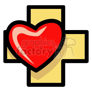 Heart with a cross symbol behind it