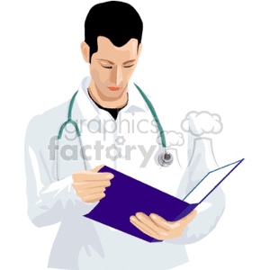 doctor reviewing his chart clipart.