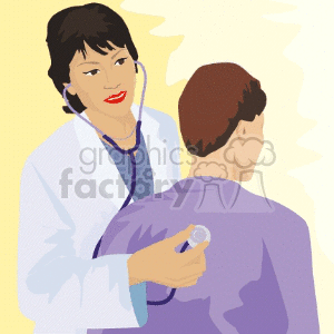   nurse nurses checking breathing listening to heart lungs doctor doctors medical stethoscope stethoscopes  doctor007.gif Clip Art Science Health-Medicine 
