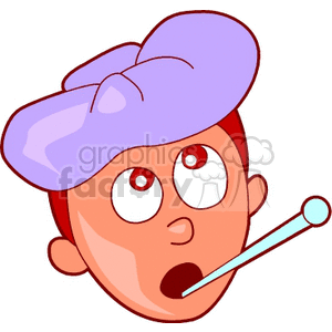 A sick boy with a thermometer clipart. Royalty-free image # 165804