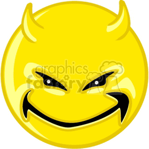 evil smilie face with horns clipart.