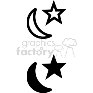 star stars moon night+sky Clip+Art black+white