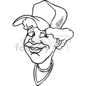 sports cartoon funny cartoons coach african american   Sports002_bw_ss Clip Art Sports  lady wearing a baseball hat cap