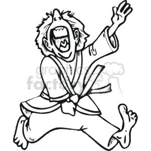  sports cartoon funny cartoons karate martial arts   Sports007_bw_ss Clip Art Sports kung fu fighter warrior ninja