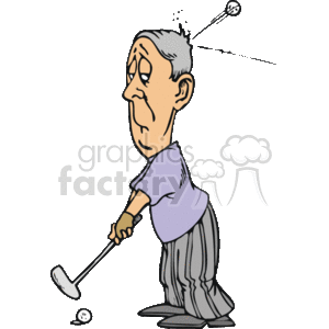  sports cartoon funny cartoons golf  hit+head golf+ball playing golfer man guy accident ouch putter