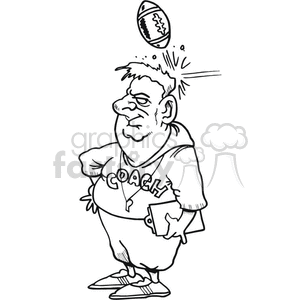 black and white football coach getting hit in the head with a football clipart. Commercial use icon # 169088
