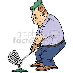 Cartoon golfer holding a huge driver clipart. Royalty-free image # 169229