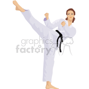 female doing a karate kick clipart. Royalty-free image # 169376