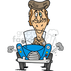 cartoon man driving his car clipart. Commercial use icon # 172828