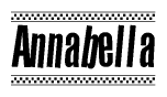 The clipart image displays the text Annabella in a bold, stylized font. It is enclosed in a rectangular border with a checkerboard pattern running below and above the text, similar to a finish line in racing. 