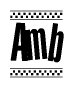 The clipart image displays the text Amb in a bold, stylized font. It is enclosed in a rectangular border with a checkerboard pattern running below and above the text, similar to a finish line in racing. 