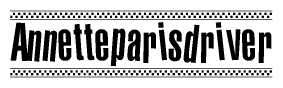 The clipart image displays the text Annetteparisdriver in a bold, stylized font. It is enclosed in a rectangular border with a checkerboard pattern running below and above the text, similar to a finish line in racing. 