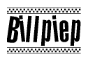 The clipart image displays the text Billpiep in a bold, stylized font. It is enclosed in a rectangular border with a checkerboard pattern running below and above the text, similar to a finish line in racing. 