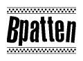The clipart image displays the text Bpatten in a bold, stylized font. It is enclosed in a rectangular border with a checkerboard pattern running below and above the text, similar to a finish line in racing. 
