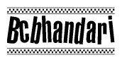 The image contains the text Bcbhandari in a bold, stylized font, with a checkered flag pattern bordering the top and bottom of the text.