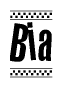 The clipart image displays the text Bia in a bold, stylized font. It is enclosed in a rectangular border with a checkerboard pattern running below and above the text, similar to a finish line in racing. 