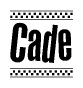 The clipart image displays the text Cade in a bold, stylized font. It is enclosed in a rectangular border with a checkerboard pattern running below and above the text, similar to a finish line in racing. 