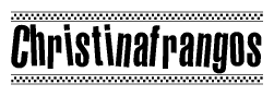 The image contains the text Christinafrangos in a bold, stylized font, with a checkered flag pattern bordering the top and bottom of the text.