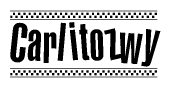 The image contains the text Carlitozwy in a bold, stylized font, with a checkered flag pattern bordering the top and bottom of the text.
