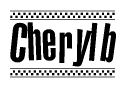 The clipart image displays the text Cherylb in a bold, stylized font. It is enclosed in a rectangular border with a checkerboard pattern running below and above the text, similar to a finish line in racing. 