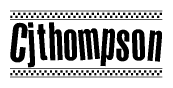 The clipart image displays the text Cjthompson in a bold, stylized font. It is enclosed in a rectangular border with a checkerboard pattern running below and above the text, similar to a finish line in racing. 