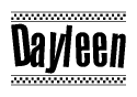 The image contains the text Dayleen in a bold, stylized font, with a checkered flag pattern bordering the top and bottom of the text.
