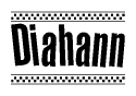 The clipart image displays the text Diahann in a bold, stylized font. It is enclosed in a rectangular border with a checkerboard pattern running below and above the text, similar to a finish line in racing. 