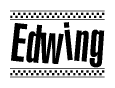 The clipart image displays the text Edwing in a bold, stylized font. It is enclosed in a rectangular border with a checkerboard pattern running below and above the text, similar to a finish line in racing. 