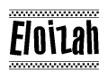The image contains the text Eloizah in a bold, stylized font, with a checkered flag pattern bordering the top and bottom of the text.