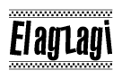 The clipart image displays the text Elagzagi in a bold, stylized font. It is enclosed in a rectangular border with a checkerboard pattern running below and above the text, similar to a finish line in racing. 